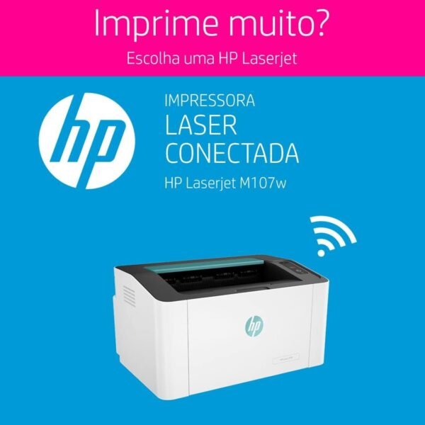 HP 107w Laser Printer, 4ZB78A - White - Image 7