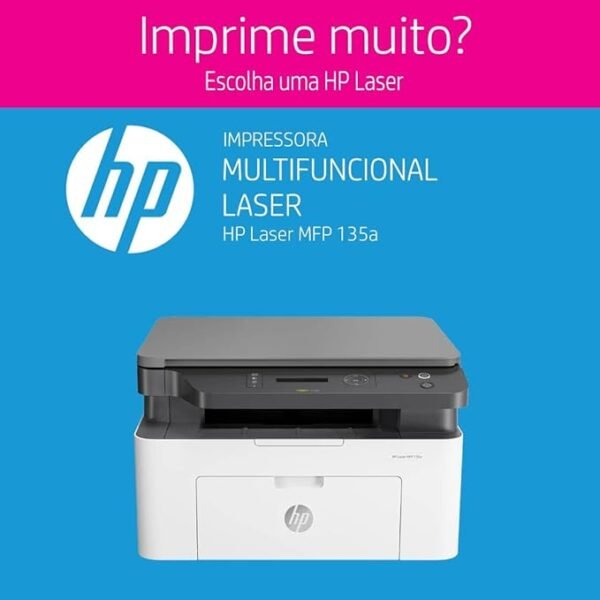 HP 135W Multifunction Laser Printer, White - Image 4