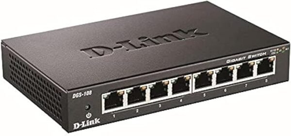 D-Link Gigabit Unmanaged Metal Desktop Switch Up To 2Gbps Speed In Full Duplex, Supports Ieee802.1P Qos Prioritzation 10/100/1000 Mbit/S Dgs-108/B 8-Port