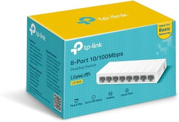 TP-LINK LS1008 Desktop Switch, 8 Ports - White - Image 3