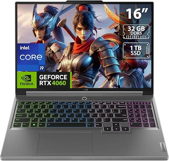 Lenovo Legion 5 16IRX9 Gaming - Intel Core i9-14900HX 24 Cores, 32GB DDR5-5600 RAM, 1TB SSD, NVIDIA GeForce RTX 4060 8GB GDDR6 Graphics, 16" WQXGA